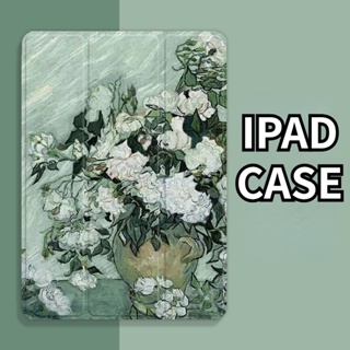 [iPad Air 4] เคส Tpu ลายดอกไม้สีขาว พร้อมช่องใส่ปากกา สําหรับ iPad Pro11 gen 5 6 Air1 2 9.7 Air4 5 10.9 gen9 8 7 10.2 นิ้ว 10 2022 10.9