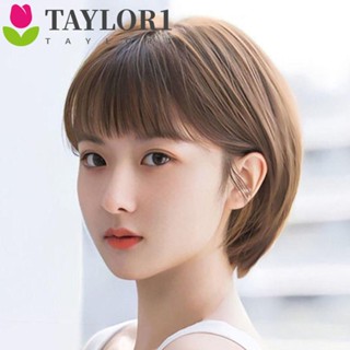 Taylor1 วิกผมบ๊อบสั้น ไฟเบอร์ ทนความร้อน ระบายอากาศ สีน้ําตาล สีดํา สําหรับสุภาพสตรี