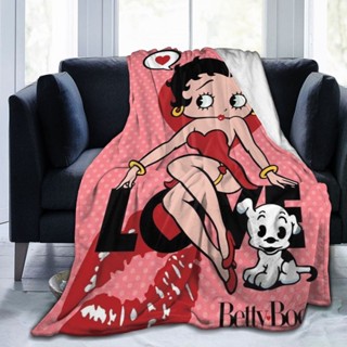 【พร้อมส่ง】ผ้าห่มสักหลาดนุ่ม อบอุ่น สบาย ลาย Betty Boop สําหรับโซฟา ห้องนอน ห้องนั่งเล่น เหมาะกับเด็ก และผู้ใหญ่