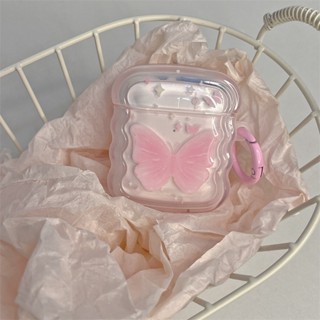 INPODS เคสหูฟังซิลิโคน Tpu ลายผีเสื้อ สีชมพูใส สําหรับ Apple AirPods Gen 2 AirPods Pro 1 2 3 Airpod 3 1 2 3