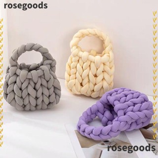 Rosegoods1 กระเป๋าถือ ผ้าถักโครเชต์ แฟชั่นสําหรับผู้หญิง