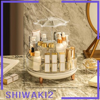 [Shiwaki2] กล่องเก็บเครื่องสําอาง แบบใส หมุนได้ สําหรับจัดระเบียบแปรงแต่งหน้า เครื่องประดับ ห้องน้ํา