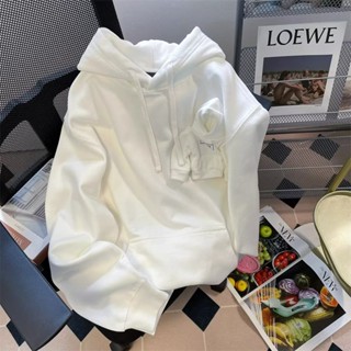 เสื้อกันหนาว ผ้าฟลีซ มีฮู้ด ทรงหลวม ระดับไฮเอนด์ สําหรับผู้หญิง และคู่รัก