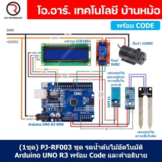 (1ชุด) PJ-RF003 ชุดรดน้ำต้นไม้อัตโนมัติ Arduino UNO R3 พร้อม Code และคำอธิบาย ชุดส่งเสริมการเรียนรู้