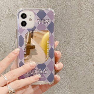 Bella _ เคสป้องกันโทรศัพท์มือถือ แบบนิ่ม ลายตารางหมากรุก กันกระแทก สําหรับ iphone XR XS 11 12 13 14 15 pro max mini S PLUS