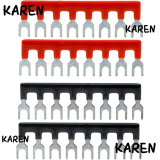 Karen บล็อกจัมเปอร์เชื่อมต่อสายไฟ 400V 8 ตําแหน่ง สีแดง ดํา 25A 4 ชิ้น