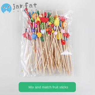 Janfat สติกเกอร์ไม้ไผ่ ลายผลไม้ 4.8 นิ้ว แบบใช้แล้วทิ้ง หลายแบบ 200 ชิ้น