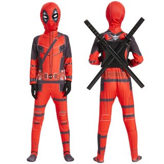 Deadpool ชุดจั๊มสูท สองมีด เสื้อผ้าหนัง สําหรับเด็ก ผู้ใหญ่ 2 ชุด