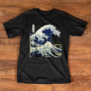 ขายดี เสื้อยืดแฟชั่น ลายกราฟฟิค Kanagawa The Great Wave สีดํา สไตล์วินเทจ 2023 912408