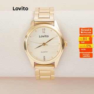 Lovito คลาสซี่ ธรรมดา ธรรมดา สายสแตนเลสนาฬิกาควอตซ์ LL4025 (สีทอง)