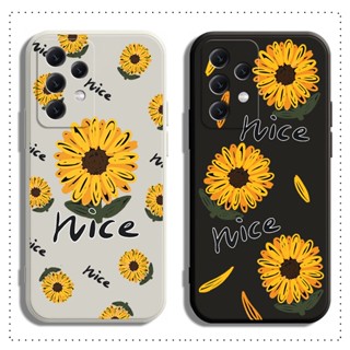 เคส Samsung A32 A73 A53 A33 A23 A13 A04S A72 A52 A52S A42 M42 A22 M22 M32 A12 M12 4G 5G โทรศัพท์มือถือแบบนิ่ม ลายดอกทานตะวัน สีดํา สีขาว สําหรับ