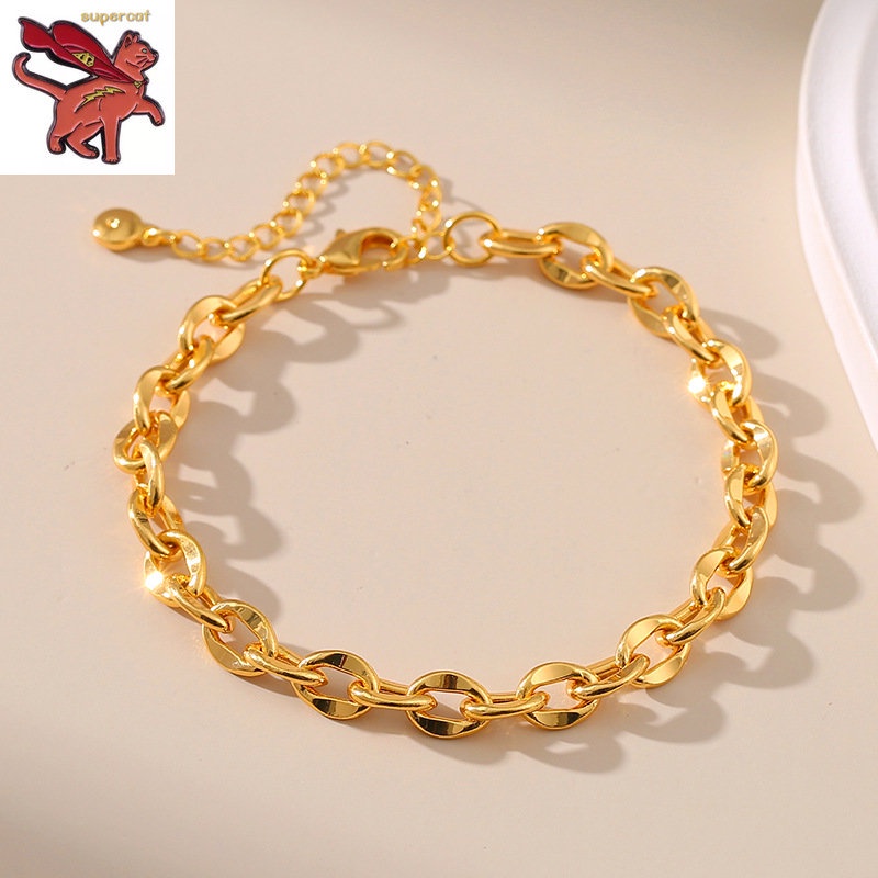 18K Saudi Gold Pawnable Euro Chain Neutral O-chain ins Wind Bracelet