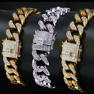 18k Gold Cord / 24k Gold / 925 Hip Hop De Bling Ice Out Gold Cz Cuba Chain Mens Chain JY