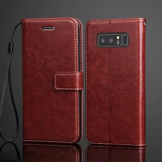 เคสหนัง Pu ฝาพับ พร้อมช่องใส่บัตร สไตล์เรโทร สําหรับ Samsung Galaxy Note8 N950F Galaxy Note 8