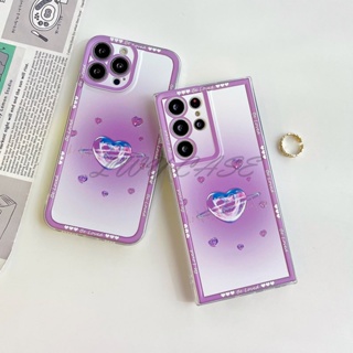 Lwy เคสโทรศัพท์มือถือแบบนิ่ม ลายหัวใจสีม่วง สําหรับ Samsung Galaxy S23 Ultra S23+ S22 Ultra S22+ plus S21+ plus S21 Ultra S21 FE S20 FE S20 Ultra S20+ S10+ S10 Note 10 Note10+ Note 20 Ultra