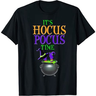 เสื้อยืดแขนสั้น ผ้าฝ้าย 100% พิมพ์ลาย Hocus Pocus Time พรีเมี่ยม แบบหนา นําเข้า สําหรับผู้ใหญ่ ผู้ชาย และผู้หญิง