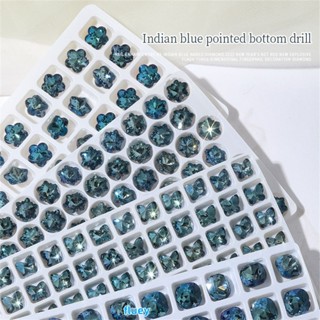 Legennail Art เครื่องประดับ Indian Blue Pointed ด้านล่าง K9คริสตัลรูปเพชร Crooked Heart Fat Square Snowflake Butterfly