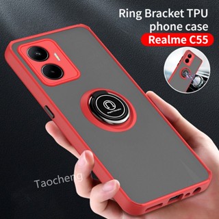 เคสโทรศัพท์มือถือ TPU กันกระแทก พร้อมแหวนขาตั้ง สําหรับ Realme C55 NFC C33 C30 s C30s Narzo 50i Prime RealmeC55 Narzo 50iPrime 4G 2023