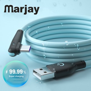 Marjay สายชาร์จซิลิโคน 90 องศา Type C USB ชาร์จเร็ว สําหรับ Huawei Xiaomi