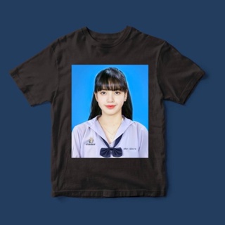 เสื้อยืดผ้าคอตตอน เสื้อไม่ต้องรีด แขนสั้น 【hot sale】เสื้อ LALISA BLACK PIN