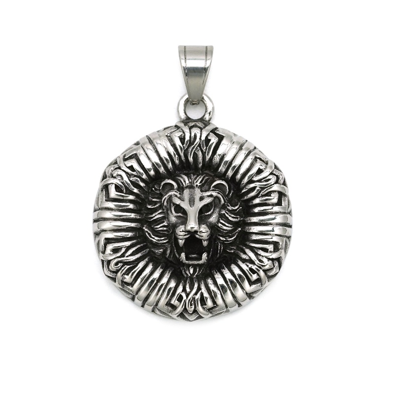 [Z H Jewelry] เครื่องประดับ วินเทจ ฮิปฮอป หกเหลี่ยม สิงโต จี้ ผู้ชายและผู้หญิง แฟชั่น สเตนเลส สร้อยคอ พังก์ ปาร์ตี้ ร็อค ไทเทเนียม เหล็ก เครื่องประดับ อุปกรณ์เสริม