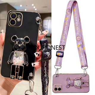 For Apple เคสไอโฟน iPhone 11 Case Silicone Anime Cute Kaws Bear Stand Cartoon Wrist Band Phone Cases TS เคสโทรศัพท์มือถือ ซิลิโคน ลายการ์ตูนหมี น่ารัก พร้อมสายคล้องข้อมือ สําหรับ