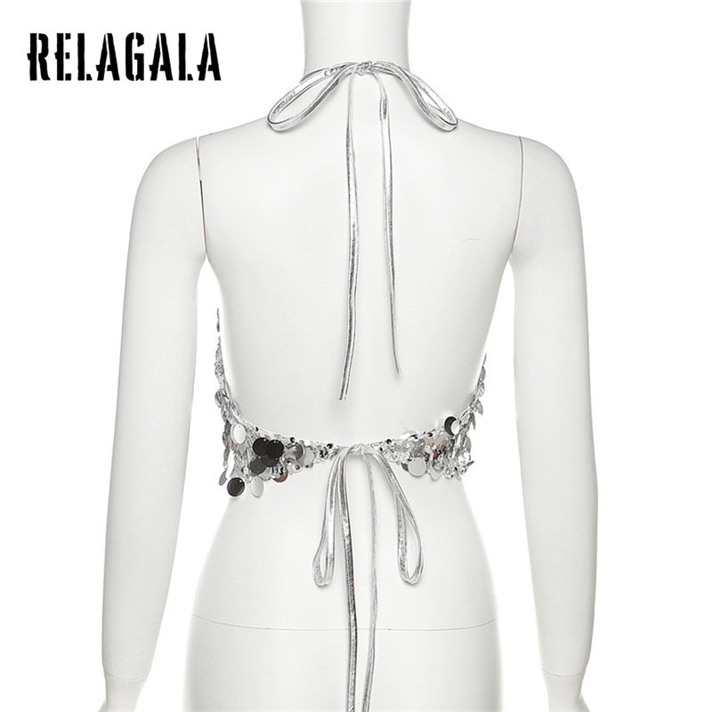 RelaGala ผู้หญิงแฟชั่นใหม่เซ็กซี่แขวนคอ Casual Street สายรัดเปลือย Halter Top — صورة 6