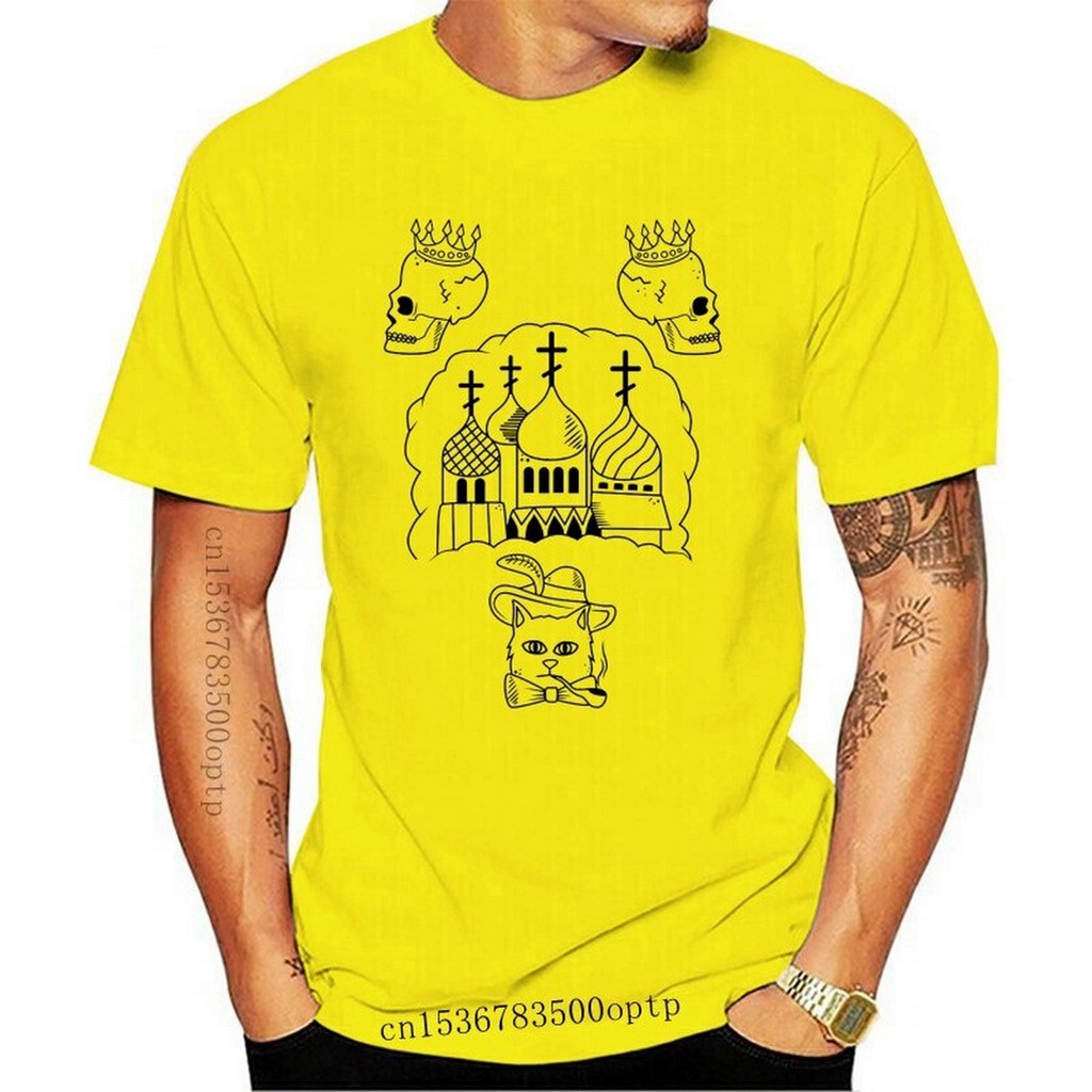 #ถูกสุด เสื้อยืดผู้ชาย ใหม่ เสื้อยืดลําลอง แขนสั้น พิมพ์ลายรอยสัก คุณภาพสูง สไตล์รัสเซีย สําหรับสตรี