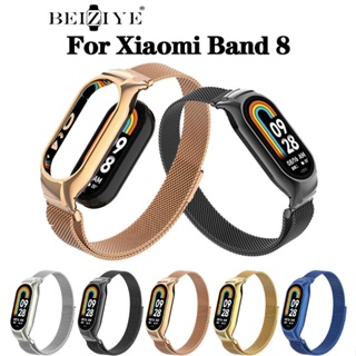 jansin Milanese Loop Strap สําหรับ Xiaomi Mi band 8 สร้อยข้อมือ สเตนเลส โลหะ สายรัด Mi band 8 สายรัดข้อมือสมาร์ทวอทช์