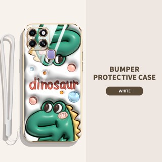 เคสโทรศัพท์มือถือ ซิลิโคนนิ่ม TPU ลายการ์ตูนกระต่าย ไดโนเสาร์น่ารัก 3D พร้อมสายคล้อง สําหรับ Infinix Smart 6 HD X6511 X6511B X6511E X6512