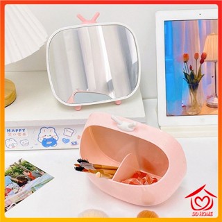 DDHOME ปลีก/ส่ง กระจกแต่งหน้า ที่เก็บแปรงแต่งหน้า  กระจกน่ารัก 0591