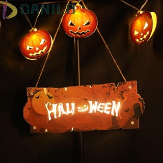 Danilo ป้ายไม้ ลาย Happy Halloween พร้อมไฟ DIY สําหรับตกแต่งประตูฮาโลวีน