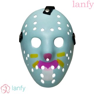 Lanfy หน้ากากฮอกกี้ หน้ากากพลาสติก อุปกรณ์ประกอบฉากปาร์ตี้ฮาโลวีน Jason Voorhees