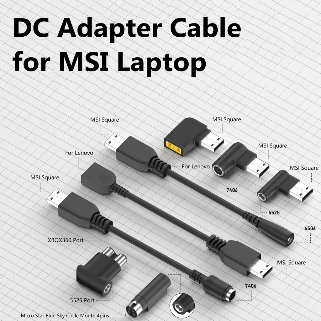 Dc Power Adapter Connector สายสําหรับ MSI GE76 GE66 Raider GP76 GP66 GT83VR 7.4 x5.0 5.5x2.5 มม.ถึง 