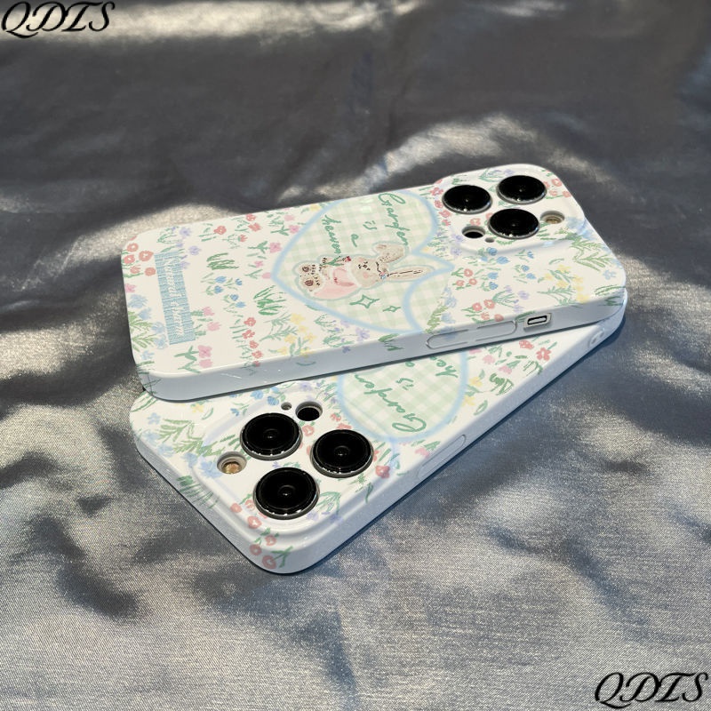 เคสโทรศัพท์มือถือแบบแข็ง ลายดอกไม้ กระต่าย สร้างสรรค์ สําหรับ Iphone 12 7811 13 max 14pro QFNK