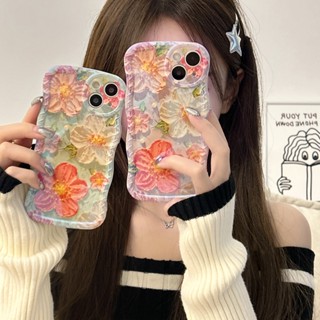 เคสโทรศัพท์มือถือแบบนิ่ม TPU กันกระแทก ลายภาพวาดสีน้ํามัน รูปดอกไม้ สําหรับ IPhone 14 13 12 11 Pro Max