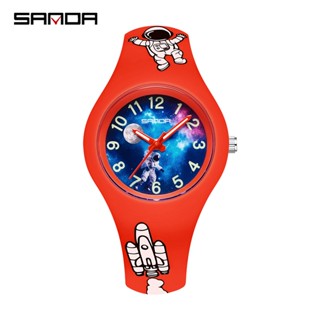 Sanda นาฬิกาข้อมือควอตซ์แฟชั่น กันน้ํา สีพื้น สําหรับเด็ก SD6098-17