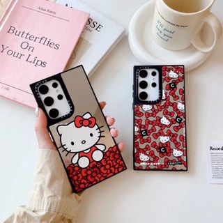 เคสโทรศัพท์มือถือแบบกระจกแข็ง ลายเฮลโลคิตตี โบว์ สําหรับ Samsung S23 Ultra S23+ Galaxy S22 Ultra Casetify Samsung