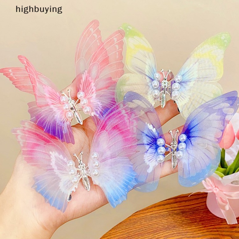 [highbuying] ใหม่ กิ๊บติดผม รูปปีกผีเสื้อ ประดับมุก ขนาดใหญ่ เครื่องประดับ สําหรับเด็กผู้หญิง พร้อมส่ง