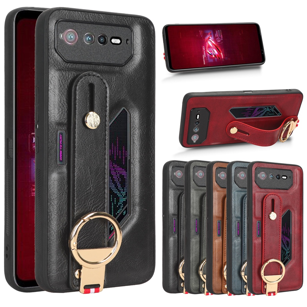 เคสโทรศัพท์มือถือ กันลื่น พร้อมแหวนคล้องมือ สไตล์นักธุรกิจ สําหรับ Asus ROG Phone 6 Asus ROG Phone 6