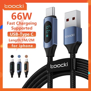 Toocki 66W 6A การชาร์จไฟอย่างรวดเร็วสายเคเบิลข้อมูล USB ไปยัง Type-C จอแสดงผลดิจิตอลสำหรับโทรศัพท์ Samsung Huawei