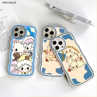 Realme C15 C25 C25S C12 C11 C2 C1 2 3 5 Pro 2021 เคสเรียวมี สำหรับ Case Cute Bunny Wavy Bracket เคส เคสโทรศัพท์ เคสมือถือ Full Cover Soft Phone Cases Casing