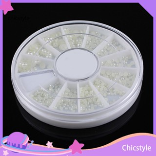 Chicstyle อุปกรณ์ตกแต่งเล็บ ไข่มุกเทียม สีขาว 3 ขนาด DIY