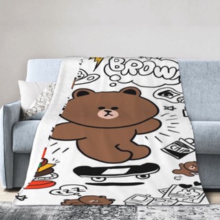 ผ้าห่มขนแกะนุ่ม อบอุ่น ลาย Line Friends ขนาด 100x75 ซม. (40X30 นิ้ว) สําหรับรถเข็นเด็กวัยหัดเดิน และเด็ก