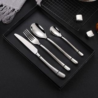 มีด BAIFA ชุดช้อนส้อม4ชิ้น Cutlery Set ช้อนเกาหลี ช้อนส้อม ช้อนส้อมเกาหลี ชุดช้อนส้อมสแตนเลส304 ชุดช้อนส้อมมีด