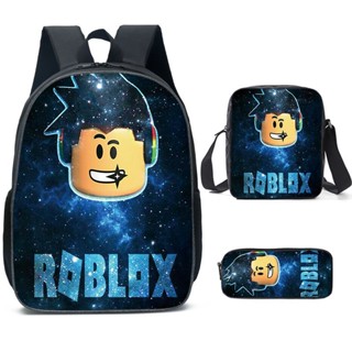 Roblox กระเป๋าเป้สะพายหลัง กระเป๋านักเรียน กระเป๋าดินสอ 3D สามชิ้น