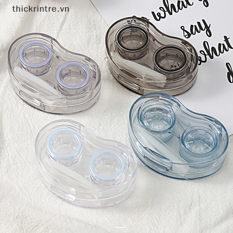 THI กล่องคอนแทคเลนส์เครื่องสําอาง High-end โปร่งใสที่มองเห็นได้สไตล์เย็น Simple แบบพกพากล่องคอนแทคเล
