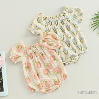 Babygarden-0-24 เดือน ชุดบอดี้สูท รอมเปอร์ แขนสั้น พิมพ์ลายดอกไม้ ฤดูร้อน สําหรับเด็กผู้หญิง