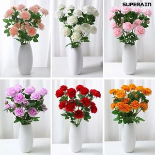 [SR Flower] ดอกโบตั๋นประดิษฐ์ 3 กิ่ง 2 หัวใหญ่ 1 ดอก ขนาดเล็ก สีเขียว เหมือนจริง ไม่มีสาย สําหรับตกแต่งโต๊ะ งานแต่งงาน