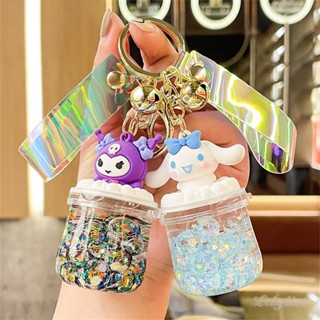 ღ Sanrio Bubble Keychain Oil-In Sanrio Bubble Beads Quicksand Bottle Flash Key Chain Acrylic Cinnamoroll Kuromi Key Pendant Backpack Decoration